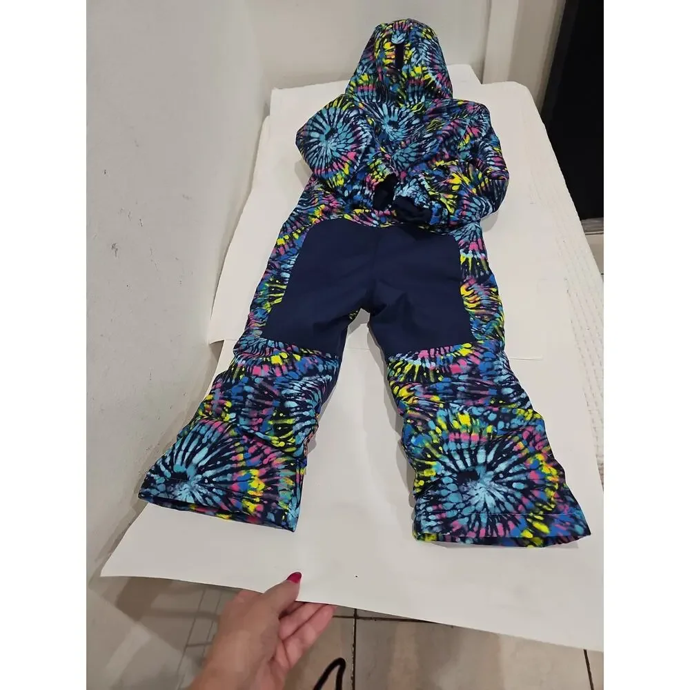 Lands' End Squall Kids Size 4 Hooded Colorblock Zip Snowsuit Pants Grow-a-longs